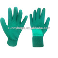 Latex coated interlock liner garden gloves,back open ,knit wrist